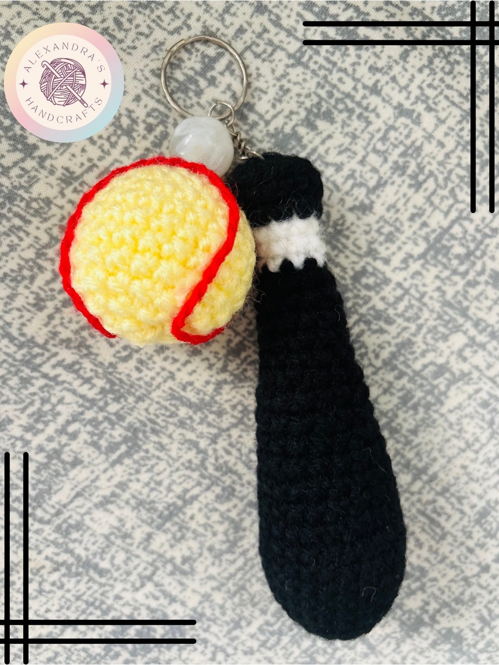 Handcrafted Yellow & Black Crochet Keychain